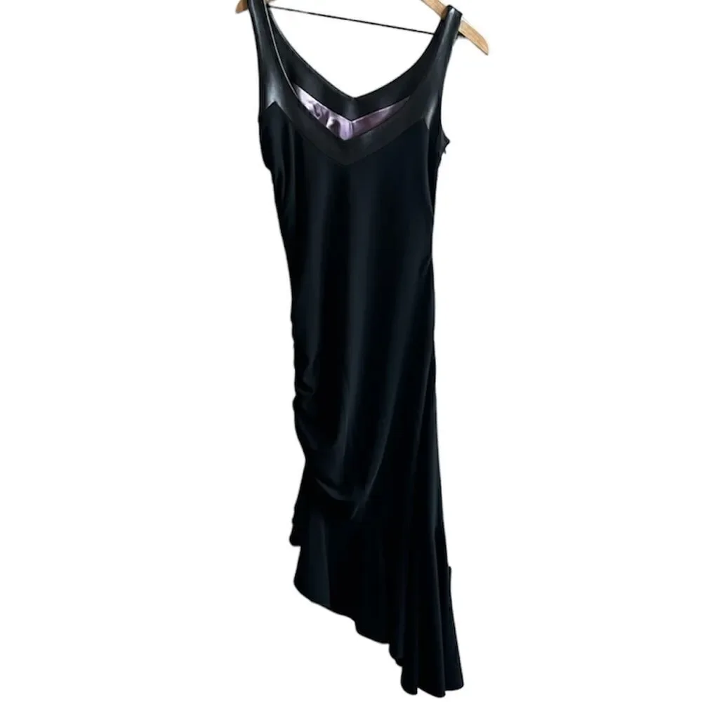 Vintage David Rodriguez Stunning Black Formal Dress Ruched Side Asymmetrical Hem - Picture 4 of 12